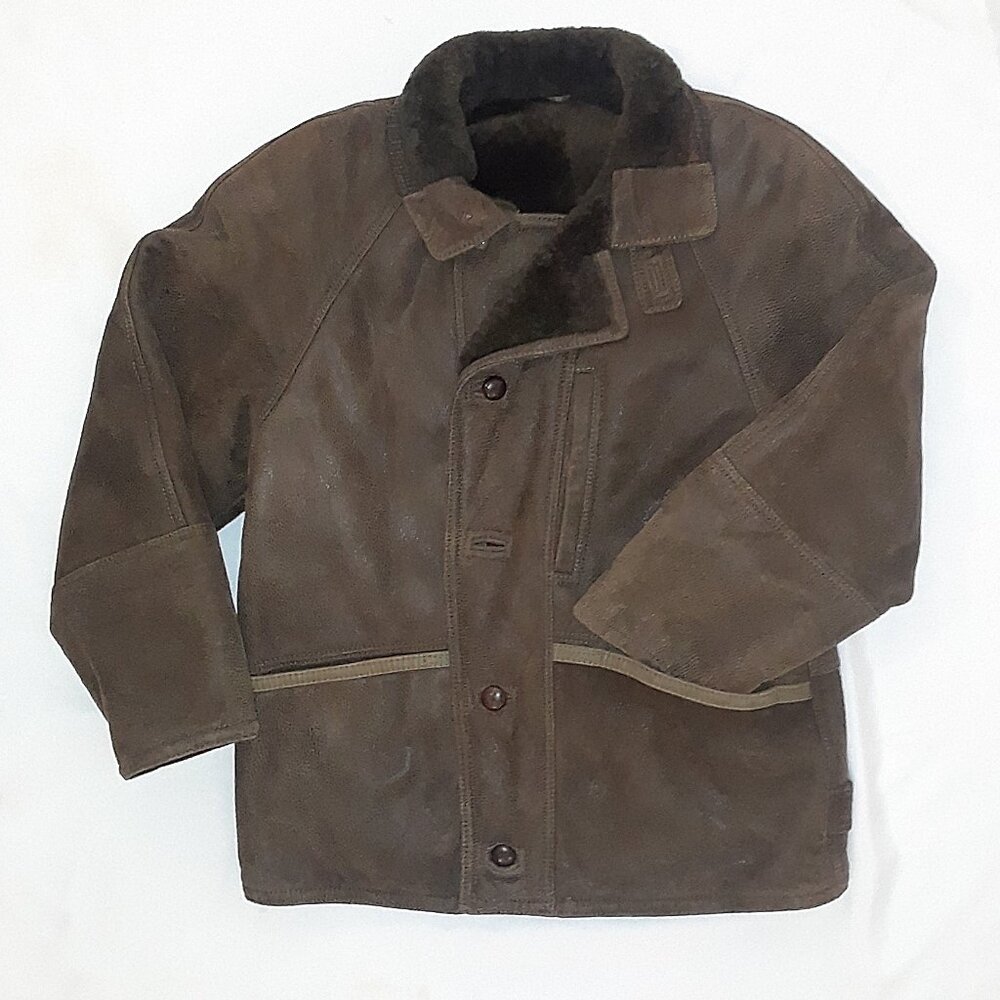 Womens Sz L Chocolate Brn Suede Natural Cocolate Brown Shearling